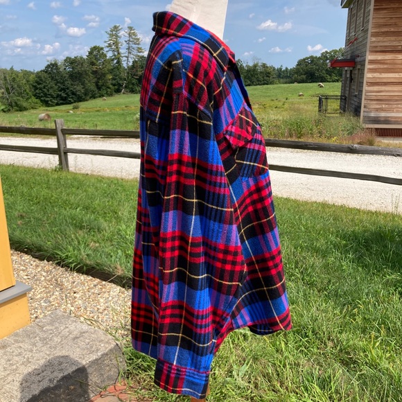 Vintage Electric Blue Plaid Flannel Shirt Pine Grove - Picture 11 of 16